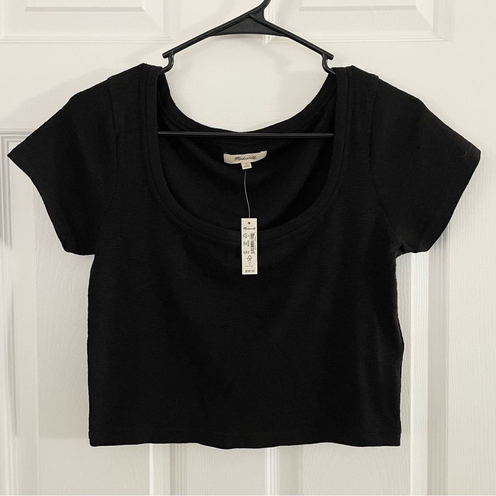Madewell | Black Soft Scoop Neck Crop Top